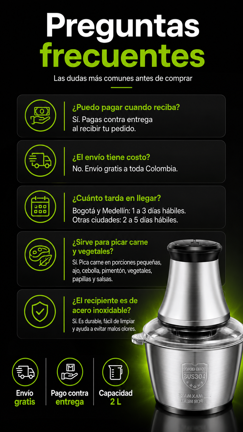 Super Picador Eléctrico FreshCut Pro en Acero Inoxidable