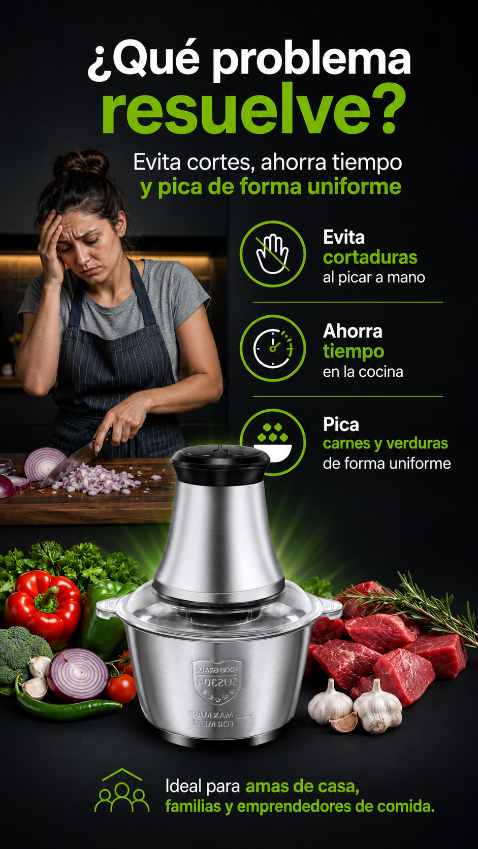 Super Picador Eléctrico FreshCut Pro en Acero Inoxidable